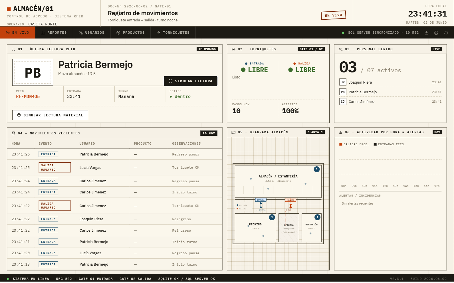 Control de acceso y materiales en almacen centralizado — Screenshot 1