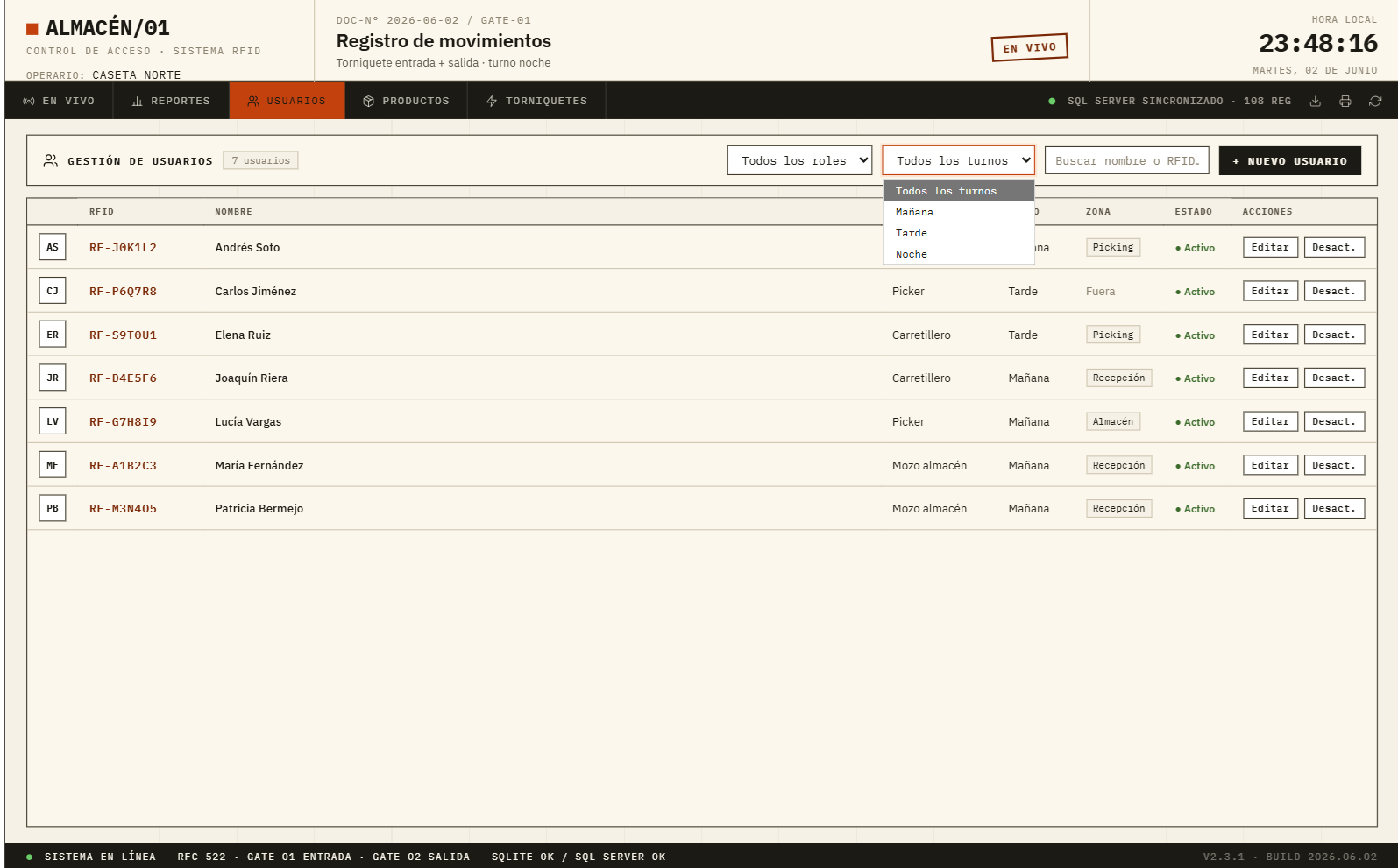 Control de acceso y materiales en almacen centralizado — Screenshot 7