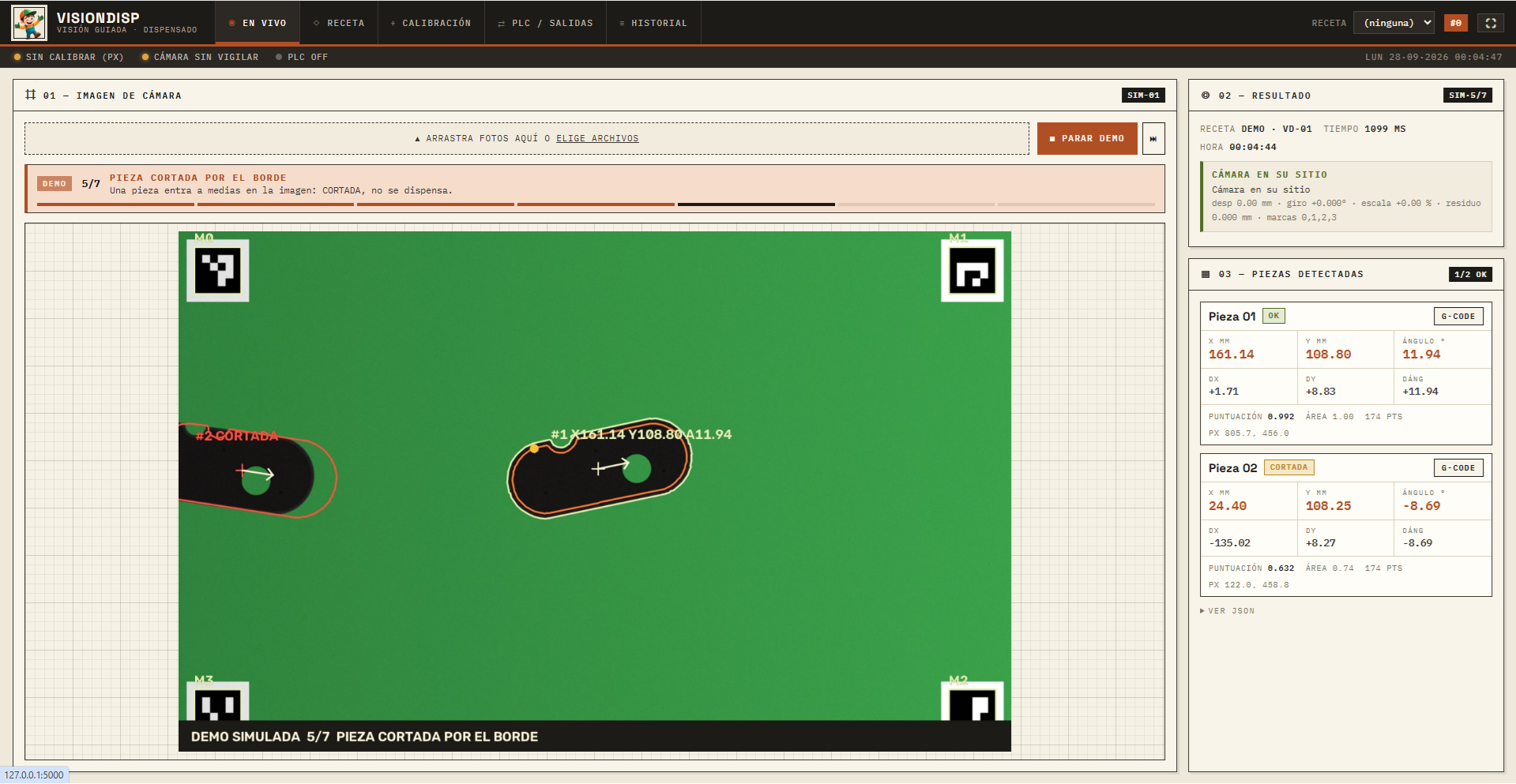 Captura de cordenadas en objetos mediante vision artificial — Screenshot 3